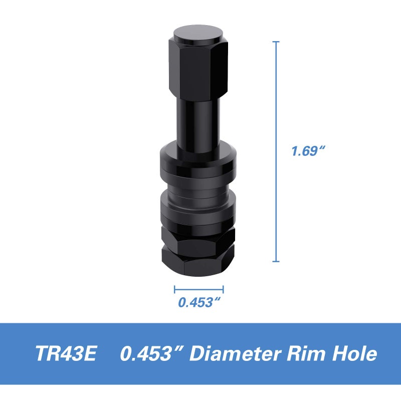 CKAuto صمامات معدنية قابلة للتثبيت بدون أنبوب CKAuto 5 قطع VS43/TR43E، تشطيب أسود - Image 4